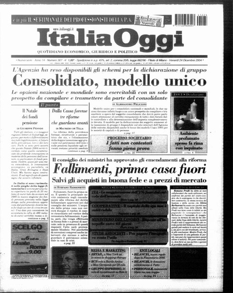 Italia oggi : quotidiano di economia finanza e politica